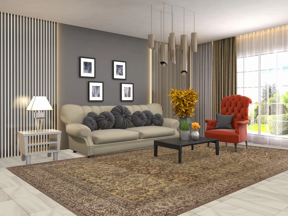 Vintage Oriental Floral Area Rug 7x13 Ft Hand-Knotted Traditional Wool Carpet - Image 2 of 4