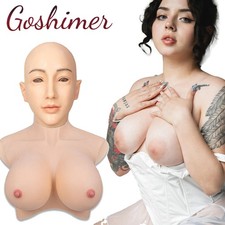 Realistic Silicone Breast Female Head Mask Face Mask Cosplay Crossdresser