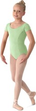 Mirella Girl's Princess Seam Cap Sleeve Dance Leotard 8-10, Seafoam