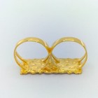 14K Yellow Gold Plated Nugget Rectangular Two Finger Ring in Men's ...