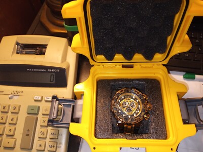 NEW INVICTA RESERVE 37266 CARBON HAWK SWISS CHRONOGRAPH GOLD TONE BLACK WATCH 