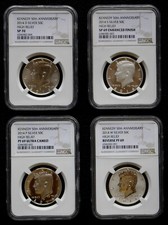 2014 USA KENNEDY 50th ANNIVERSARY 50C SILVER HIGH RELIEF 4 COIN SET - CERTIFIED