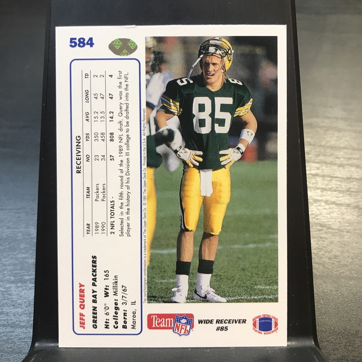1991 Upper Deck Football Base #584 Jeff Query - Green Bay Packers