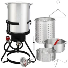 Turkey Fish Fryer Set with 30 Qt & 10 Qt Aluminum Pot Outdoor Propane Gas Cooker