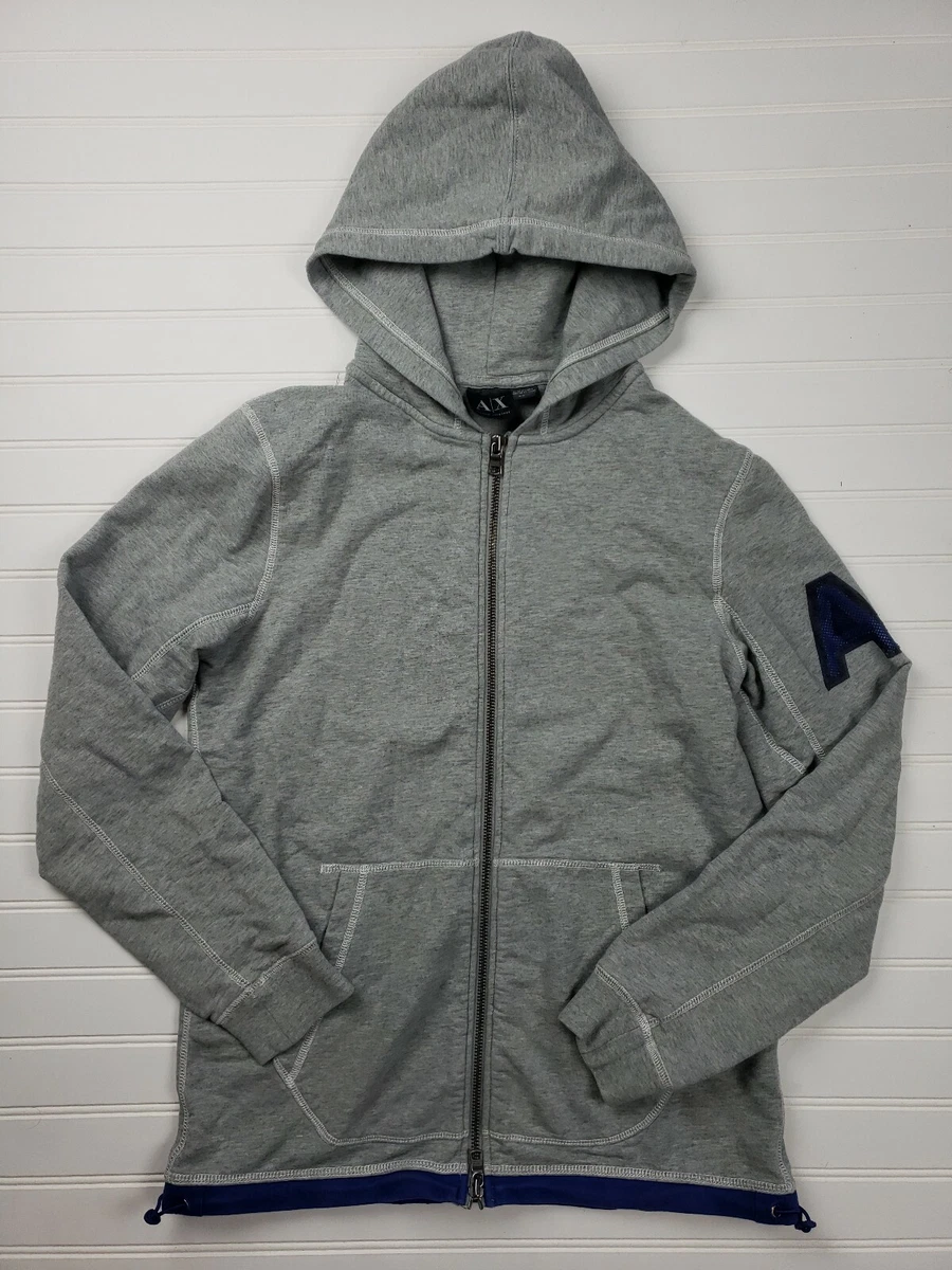 Armani Exchange A X Women s Full Zip Light Gray Cotton Hooded Jacket Hoodie S