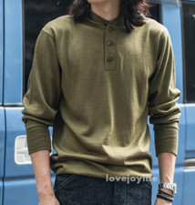 Bronson OG-208 Merino Wool Jungle Sweater Henley Collar Winter Warm Basic Shirt