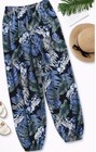 BEACH PANTS with Tropical Design - Size Med - Silky Polyester Fabric — photo 1