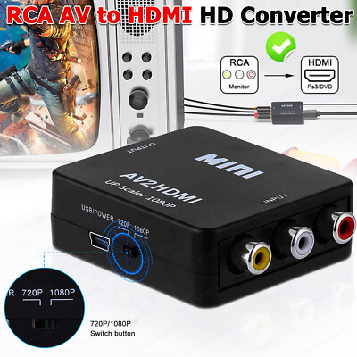 RCA AV to HDMI HD Converter Adapter Composite 3RCA CVBS Audio Video Wii NES SNES