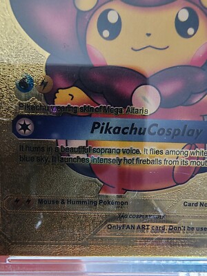 Pokémon Pikachu Mega Altaria Tag Cosplay Gold Foil Fan Art Card