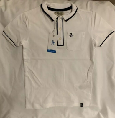 Original Penguin Boys Kids Bright White Polo 6-7 yrs BNWT UK