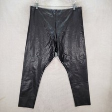 Black Faux Leather Pull On Slim Festival Goth Ankle Women Pants Plus Size 2XL