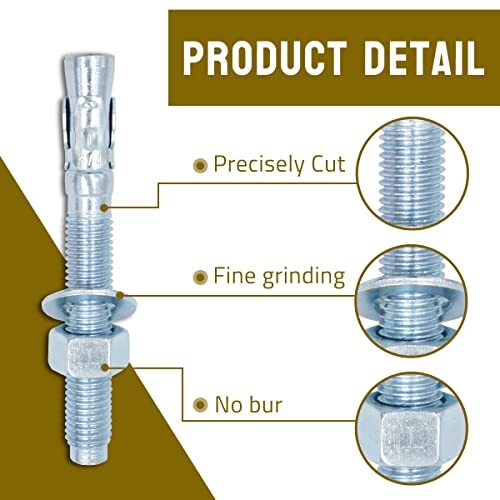 250-Pack: 1/2-13 X 4-1/2" Concrete Wedge Anchors – Zinc Plated, For Heavy-Duty Fastening