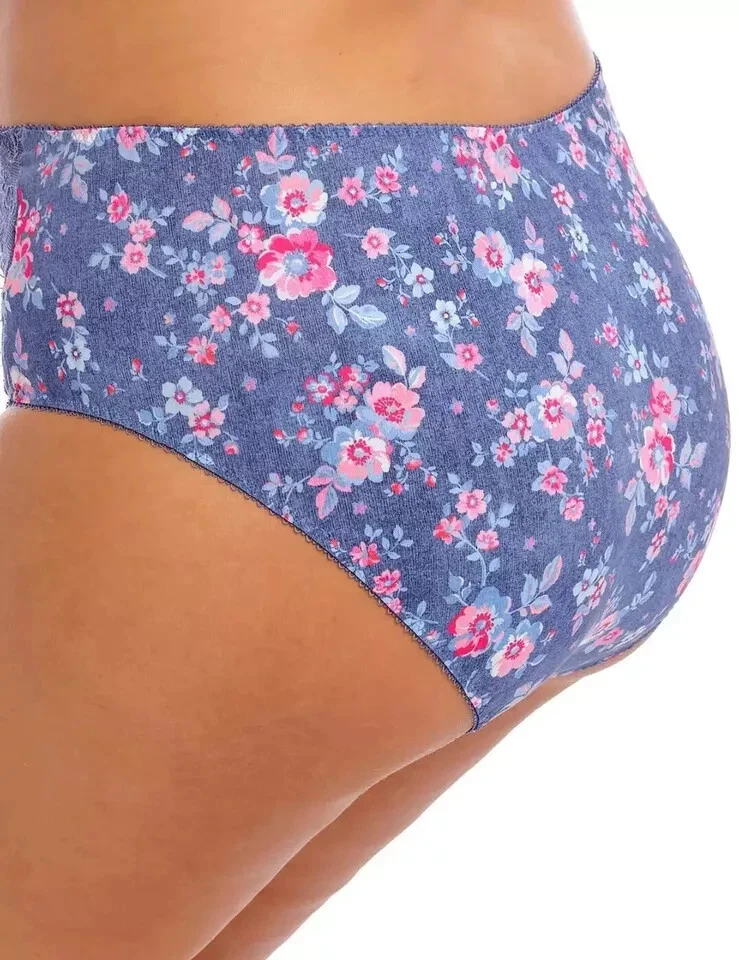 Calzoncillo Elomi Morgan 2XL 18 20 Azul Denim Floral Pierna Alta Cintura Bragas Completas 4116 Foto 2 de 4