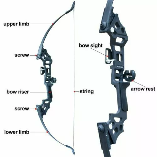 51“ 50lbs Recurve Bow Set Hunting Carbon Arrow Quiver Hunting Archery Takedown - Picture 5 of 18
