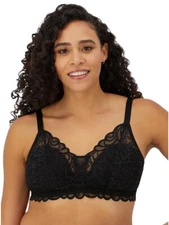 Bali Womens Beautifully You Lace Comfort Wireless Bra Black (CHOOSE SIZE)