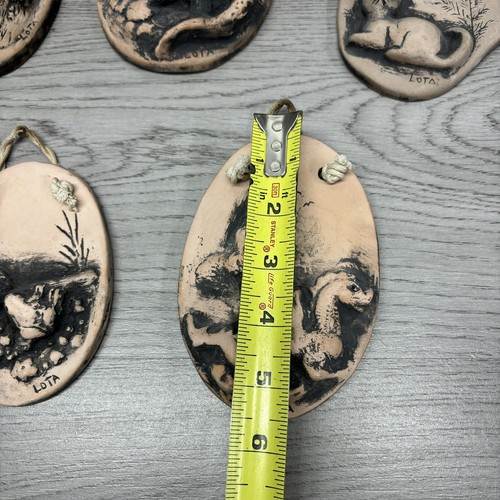 Vintage Hand Made Clay 3-D Animal Wall Hangs Decor Rare Dragon Dinosaur Cat Lota - Picture 8 of 11