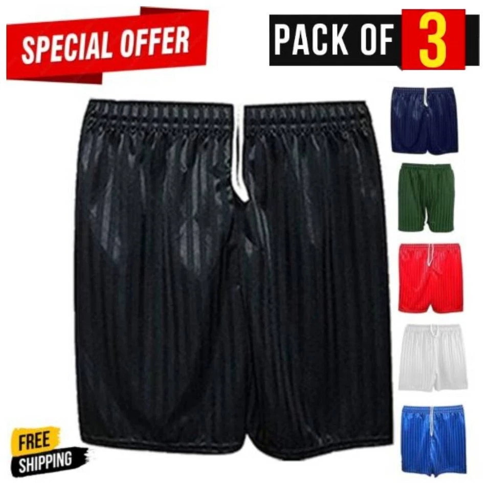 STYLE SPOT Pack of 3 Boys Girls Kids PE Shorts School Basketball Sports Football Stripe Gym