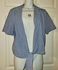 Alfred Dunner 8 Petite Shirt Top Layer Look Attached Embroidered Tank Tie Waist