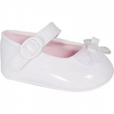 Baby Deer White Patent Skimmer Shoes with Bow Baby Size 2