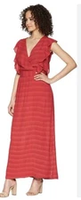 MICHAEL STARS Women’s Plisse Stripe Ruffle Maxi Dress , Hacienda, X-Small