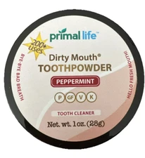 Peppermint DIRTY MOUTH tooth powder HYDROXYAPATITE & bentonite clay Primal Life