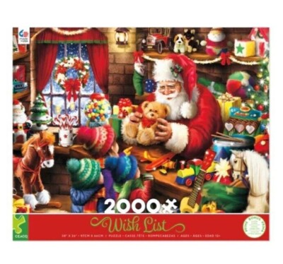 2000 Pieces Jigsaw Puzzle Wish List Santa Claus 38 X 26 Ceaco Includes Poster