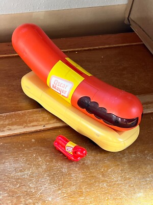 Vintage Oscar Mayer Orange & Yellow Weiner Hot Dog Mobile Penny Coin Bank & Whis