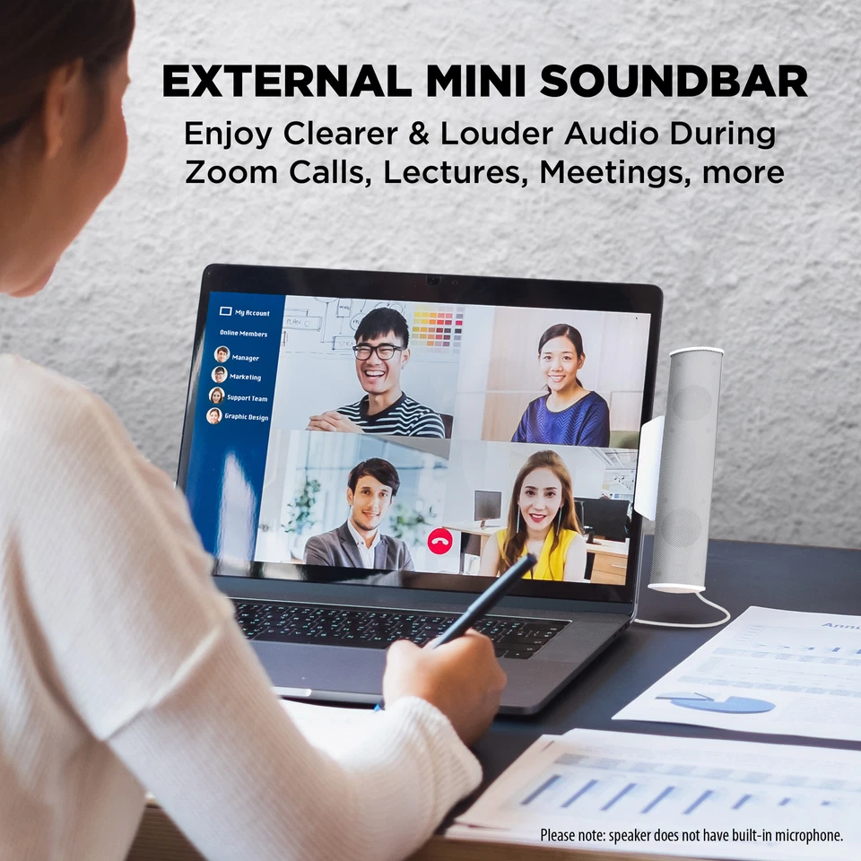 USB Laptop Computer Speaker with Clip-On Portable Soundbar Design - Image 3 of 4