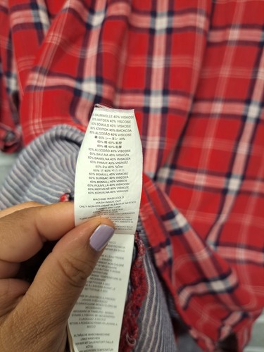 Michael Kors Womens Red Plaid Button Down Shirt Dress w/Blue Pinstripe Lining 8 - Picture 11 of 11