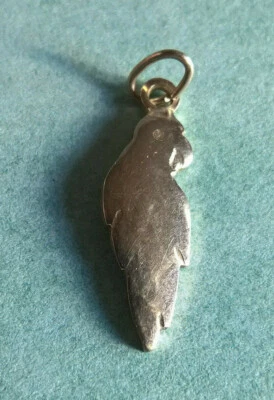 Pendentif Charm Vintage Oiseau PERROQUET Argent 800 Signé PIERRE CARDIN - Photo 1/2