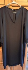 Ladies Contemporary Zara Little Black Dress Split Neck Roll Sleeves LRG