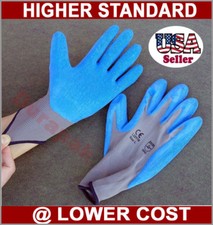 120 Pairs Nylon Work Gloves w/Blue Latex Palm Finger Coating S, M, L, XL Sizes.