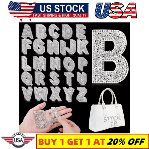 Glitter Resin Rhinestone Alphabet Letter Stickers Crystal Rhinestone for Art