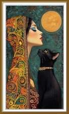 Bead embroidery kit needlepoint DIY Beadwork stitching Beauty and cat Beading
