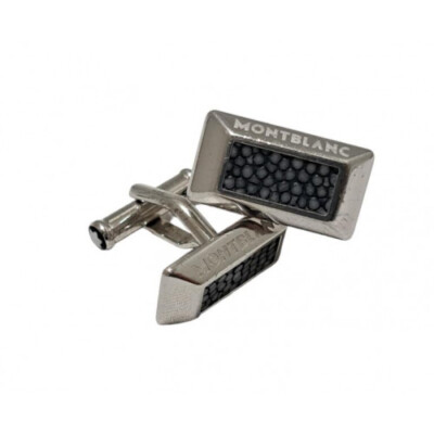 MONTBLANC 　カフリンクス 　シルバー　回転　ステンレス Montblanc Galusha Stingray Leather Rectangle-Shape Cufflinks SV925