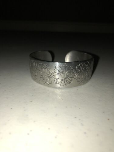 VTG KIRK STEIFF Pewter Cuff Decorated W/ ASTER'S S
