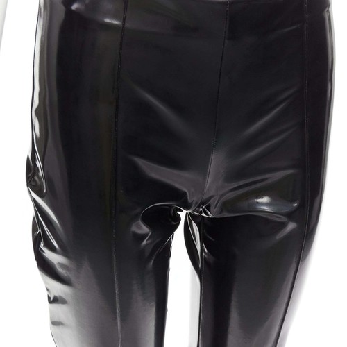 VALENTINO black vinyl pleat front back slit pockets pants S - Picture 6 of 9