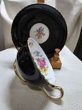 Vintage Royal Chelsea Black/Floral Tea Cup & ...