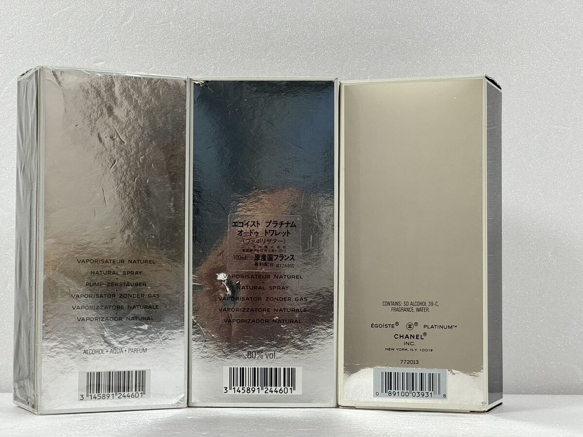 3 x 100ml Chanel Egoiste Platinum EDT Spray Vintage 1994 3 x 100ml Chanel Egoiste Platinum EDT Spray Vintage 1994