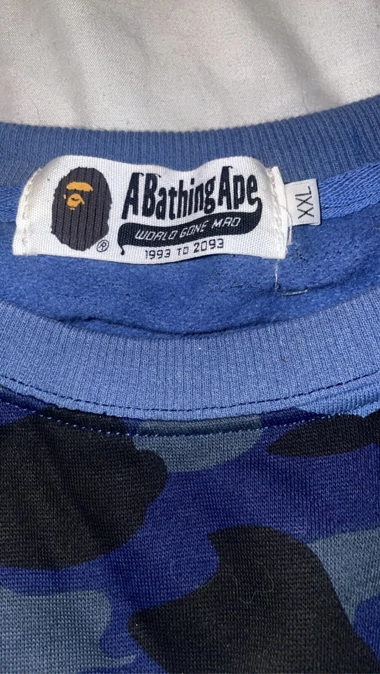 BAPE **XXL** Blue Camo Crewneck The Bathing Ape - Image 3 of 4
