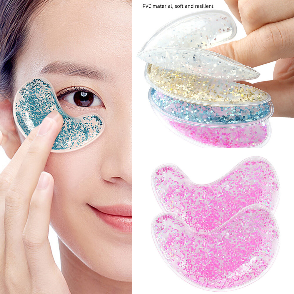 1 Pair Eye Pad Skin Care Tool Gel Ice Pack Hot Cold Eye Massage Reusable Giltter