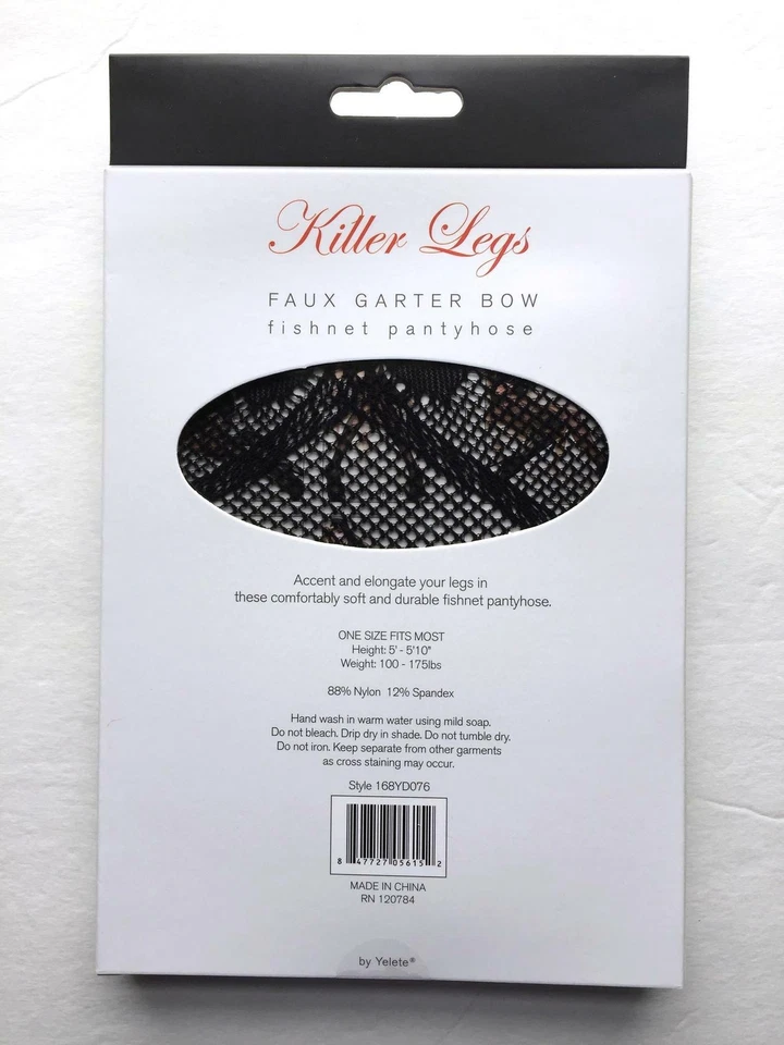 Pantimedias Killer Legs Fishnet 168YD076, negras, arco de liguero sintético Foto 4 de 4