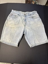 Vintage Men's Bugle Boy Blue Jean Shorts Size 34 LIGHT WASH Denim Gold Crest