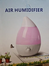 Pink Air Humidifier- New In Opened Box, Still In Plastic And Packaging