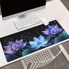 40 90cm Oversized Gaming Mouse Pad, Purple Glowing Pattern Printed Desk, Multifu