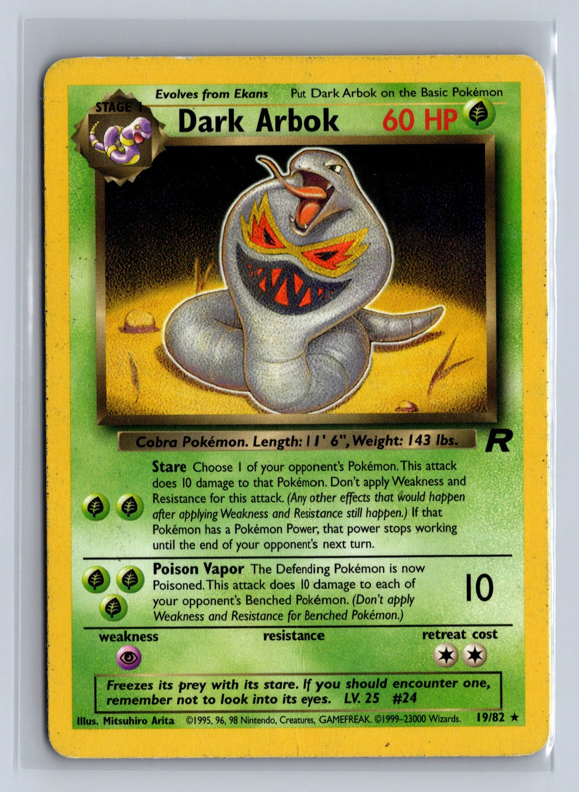 2000 Pokemon Team Rocket Dark Arbok #19/82 HP