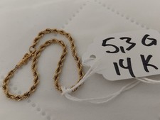 Solid 14k Yellow Gold Rope Bracelet 5.3Grams ...