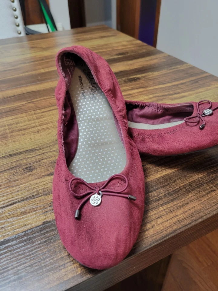 💚  Microfiber Suede Balarina Flats By Faded Glory Sz 10. Excellent Condtn  - Image 3 of 4