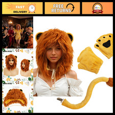 Plush Lion Costume Set with Animal Hat  Ears - Perfect for Kids  Adults 