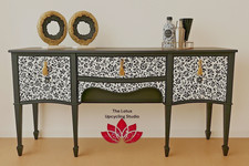 Lockable Elegant Vintage Black Sideboard with 3 keys